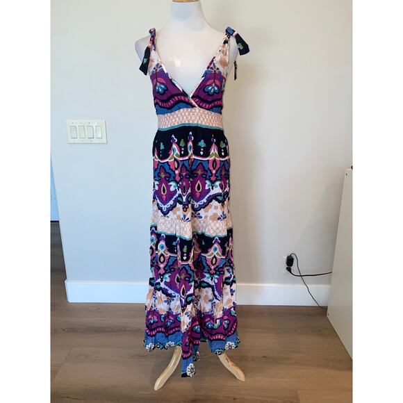 ANGIE Midi Dress Multi Color Cotton Sleeveless Size Large - Picture 1 of 6